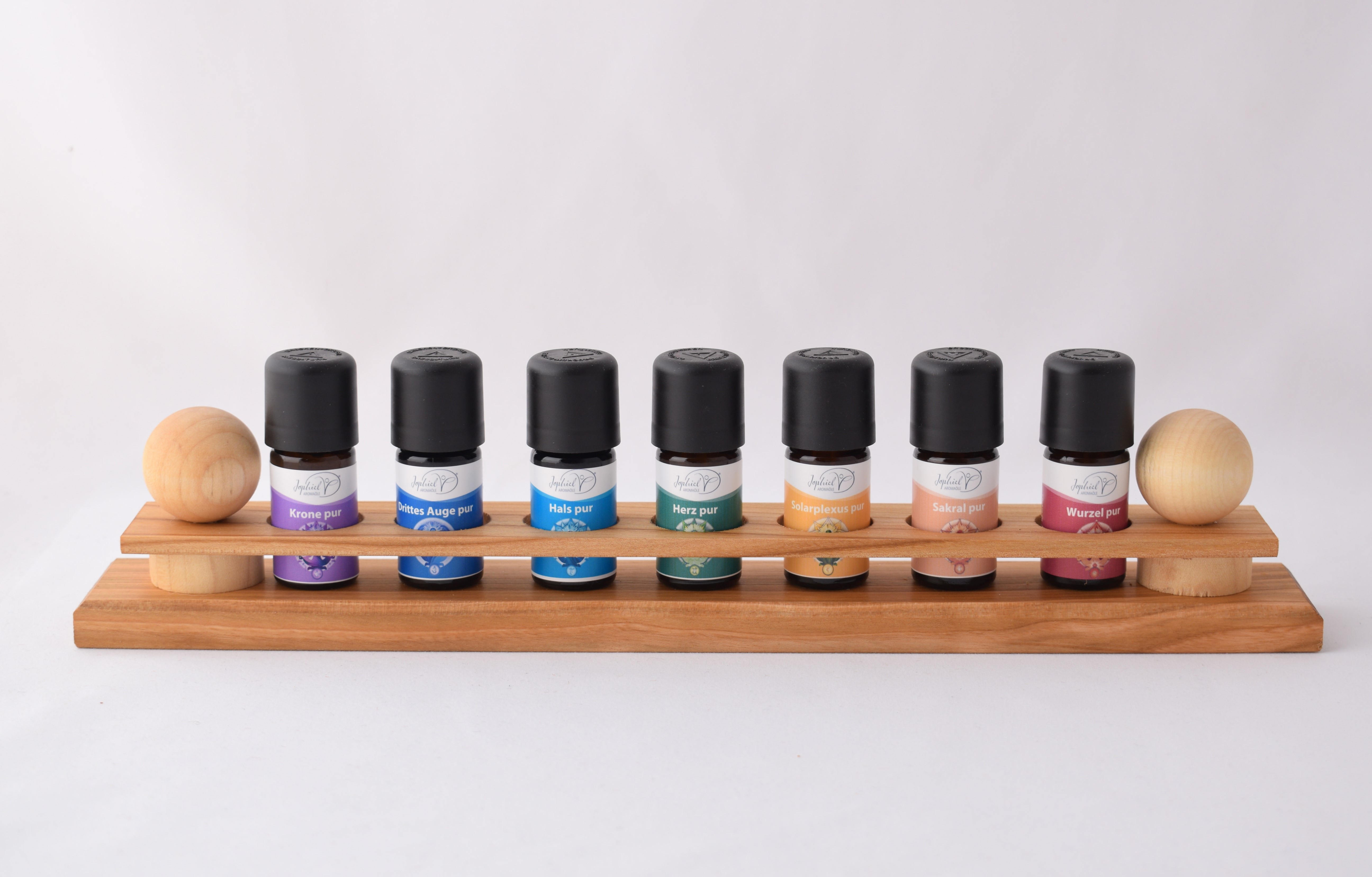  Set Chakren Öle pur 7x5 ml Bio mit Display 